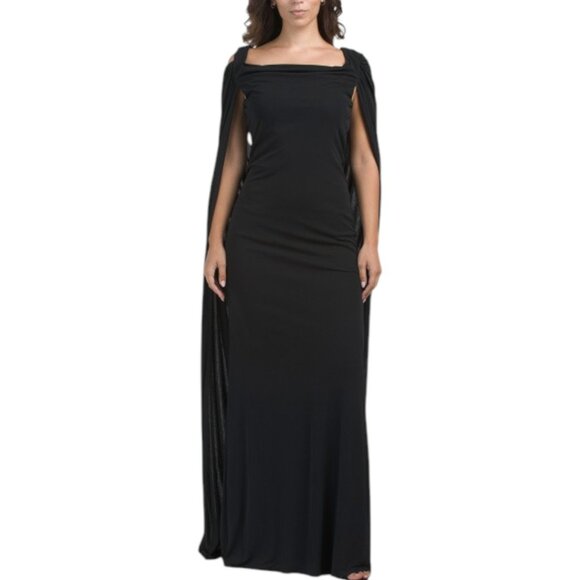 HALSTON Dresses & Skirts - HALSTON Akeem Scoop Neck Cape Gown